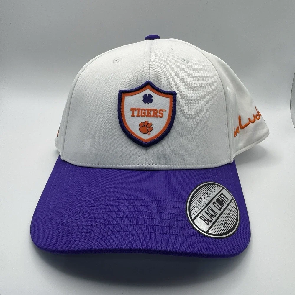 Clemson‎ Tigers Black Clover White Purple Snapback Golf Hat Men's College